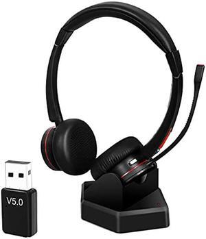 MAIRDI Bluetooth 5.1 Headset with Microphone Noise Canceling, Stereo Wireless Headset for Office Call Center, with USB Adapter for PC Laptop Microsoft Teams Skype Zoom Cisco Jabber Voice Recognition