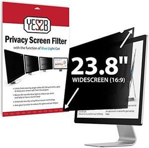 YES2B 23.8 Inch Monitor Privacy Screen Filter for 16:9 Widescreen Display - Computer, Monitor, Desktop PC, Anti Spy, Blue Light Blocking and Anti Glare Protector, Anti-Peeping Shield, Made in Korea