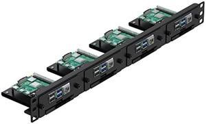 UCTRONICS 19" 1U Raspberry Pi Rack Mount with SSD Mounting Brackets, Thumbscrews Front Removable Bracket Supports Up to 4 Raspberry Pi 3B/3B+, 4B and 4 SSDs, Option SD Card Adapter