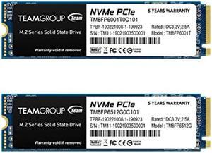 TEAMGROUP MP33 512GB 2 Pack SLC Cache 3D NAND TLC NVMe 1.3 PCIe Gen3x4 M.2 2280 Internal Solid State Drive SSD (Read/Write 1,700/1,400 MB/s) Compatible with Laptop & PC Desktop TM8FP6512G0C1P1