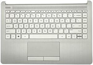 Replacement for HP 14Z-DK 14-DK 14-CF 14S-CF Laptop Upper Case Palmrest Touchpad with Keyboard Assembly L48648-001 6070B1581701 Natural Silver