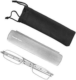 Slender Eyes Compact Reading Glasses With Ultra-High Optical Quality Frame and Lenses, Includes Case that Acts as Phone Stand