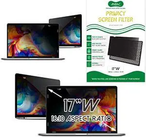ANBAC 17 Inch Laptop Privacy Screen Shield for 16:10 Wide Display - Anti Glare Computer Privacy Screen Cover | Blue Light Blocking Screen Protector | Scratch Resistant UV Filter | Attachment Type