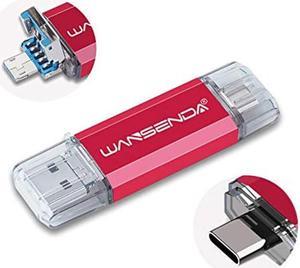 WANSENDA 512GB USB Flash Drive 3 in 1 Type C & Micro & USB 3.1 Thumb Drive for PC/Tablet/Mac/Android Smart Phone (Red)