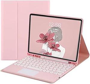 AnMengXinLing Keyboard Case for iPad Pro 12.9 2022/2021/2020 -Touchpad Detachable Keyboard with Pencil Holder -Slim Leather Folio Smart Cover for iPad 12.9 inch 6th/5th/4th Gen,Pink