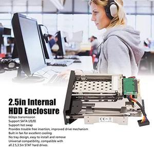 2.5in Trayless Hot Swap Mobile Rack Backplane, Dual Bay Internal HDD Enclosure Cage, Support SATA I/II/III 6Gbps for 2.5" 3.5"Hard Drive SSD from 9.5mm-26mm Thick