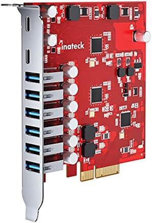 Inateck PCIe to USB 3.2 Gen 2 Extension Card with 16 Gbps Bandwidth, 6 USB Type-A and 2 USB Type-C Ports, RedComets U22