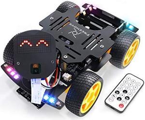 Freenove 4WD Car Kit for ESP32-WROVER (Included) (Compatible with Arduino IDE), Camera, Dot Matrix Expressions, Obstacle Avoidance, Line Tracking, Light Tracing, Colorful Light, Remote, App