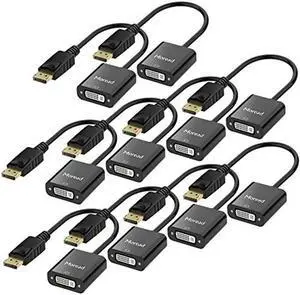 Moread DisplayPort (DP) to DVI Adapter, 10 Pack, Gold-Plated Display Port to DVI-D Adapter (Male to Female) Compatible with Computer, Desktop, Laptop, PC, Monitor, Projector, HDTV - Black
