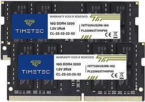 Timetec 32GB KIT(2x16GB) DDR4 3200MHz (DDR4-3200) PC4-25600 Non-ECC Unbuffered 1.2V CL22 2Rx8 Dual Rank 260 Pin SODIMM for AMD and Intel Gaming Laptop Notebook PC Computer Memory RAM Module Upgrade
