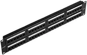 NavePoint 48-Port CAT6 Patch Panel,2U, Black