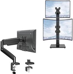 MOUNTUP Single Monitor Arm & Vertical Dual Monitor Mount Bundle