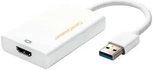 CableCreation USB HDMI Adapter with DisplayLink Chip, USB 3.0 to HDMI External Display Graphics Adapter Compatible with Windows 10/8.1/8/7 and MacOS, White