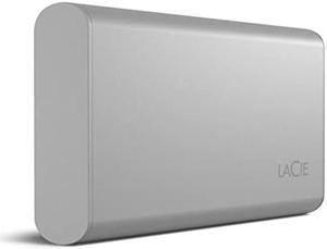 LaCie Portable SSD 500GB External Solid State Drive - USB-C, USB 3.2 Gen 2, speeds up to 1050MB/s, Moon Silver, for Mac PC and iPad, with Rescue Services (STKS500400)