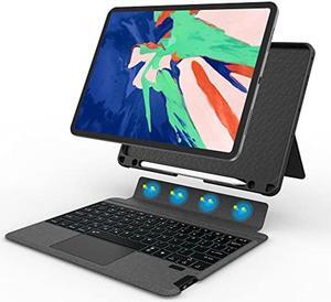 WIWU iPad Pro 12.9 Case with Keyboard for 6th-2022/ 5th-2021/4th-2020/3rd-2018, Bluetooth Magnetic Detachable Keyboard TPU Silicone Protective Case with Pencil Holder,Trackpad,Backlit