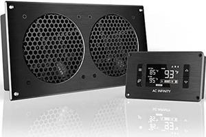 AC Infinity AIRPLATE T7, Quiet Cooling Fan System 12" with Thermostat Control, for Home Theater AV Cabinets