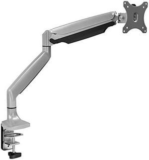 Mount-It! Single Monitor Arm Desk Mount | Gas Spring Monitor Arm | Full Motion Articulating Height Adjustable | Fits 21 22 23 24 27 30 32 Inch VESA Compatible Computer Screen | Clamp and Grommet Base