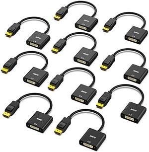 BENFEI DisplayPort to DVI DVI-D Single Link Adapter 10 Pack, Display Port to DVI Converter Male to Female Black Compatible for Lenovo, Dell, HP and Other Brand
