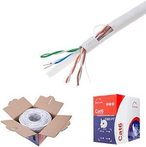Satmaximum CAT6 1000ft UTP White Ethernet Solid Cable 550Mhz LAN Cable 23AWG RJ45 Network Wire Bulk (White)