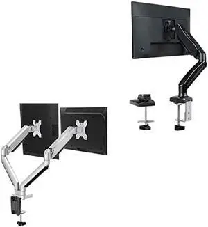 MOUNTUP Dual Monitor Stand Mount- 2 Monitor Arm Desk Mount with Gas Spring, Die-Cast Aluminum Computer Monitor Stand fits 2 Screen 17 to 32 inch - Each Arm Holds up to 17.6LBS