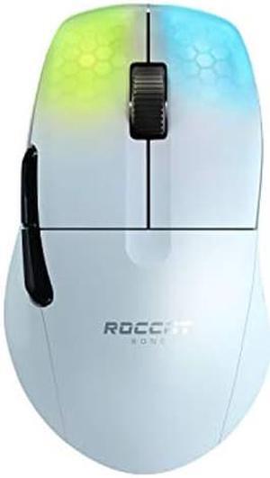 ROCCAT Kone Pro Air Gaming PC Wireless Mouse, Bluetooth Ergonomic Performance Computer Mouse with 19K DPI Optical Sensor, AIMO RGB Lighting & Aluminum Scroll Wheel, 100+ Hour Battery Life, White