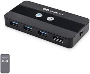 Cable Matters USB 3.0 KVM Switch DisplayPort 1.4 for 2 Computers with 8K@60Hz / 4K@120Hz Display Port Video & 3X 5Gbps USB Ports, FreeSync, G-SYNC and HDR Support