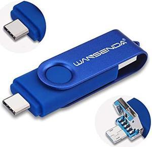 3 in 1 512GB USB 3.0/3.1 Flash Drive Type-C Type-A & Micro USB Thumb Drive for Android Devices/PC/Tablet/Mac (512GB, Blue)