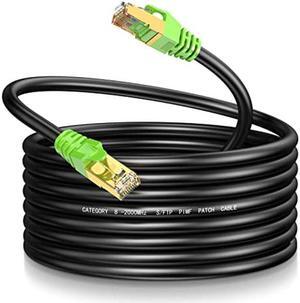 LEKVKM Cat8 Ethernet Cable 200Ft S/FTP Outdoor&Indoor Heavy Duty High Speed Cat8 LAN Network Cable 40Gbps 2000Mhz with Gold Plated RJ45 Connector Weatherproof Resistant for PC