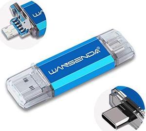 WANSENDA USB Flash Drive USB 3.0/3.1 & Type-C & Micro USB C Jump Drive for Android Devices/PC/Tablet/Mac(512GB, Blue)