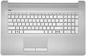 Replacement for HP Laptop 17-by 17-CA 17T-by 17Z-CA Upper Case Palmrest Touchpad US Non-Backlight Keyboard Assembly with ODD L92785-001 Natural Silver