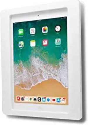 TABcare Anti-Theft Acrylic VESA Enclosure for Apple iPad 2/3/4 9.7" with Free Wall Mount Kit & 90-Degree Angle Charge Cable (iPad 2/3/4 9.7", White)