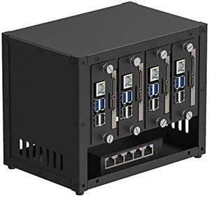 UCTRONICS Upgraded Complete Enclosure for Raspberry Pi Cluster, Compatible with Pi 4B, 3B+/3B, and Other B Model, House Up to 4x2.5" SSD, Support PoE /PoE+ HAT and Switch, 2 Cooling Fans