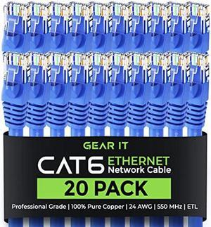 GearIT Cat 6 Ethernet Cable 10 ft (20-Pack) - Cat6 Patch Cable, Cat 6 Patch Cable, Cat6 Cable, Cat 6 Cable, Cat6 Ethernet Cable, Network Cable, Internet Cable - Blue 10 Feet