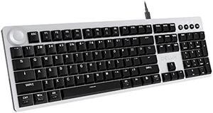 DELUX Designer Mechanical Keyboard with Programmable Dial, Wired 104 Keys Keyboard with Low Profile Linear Red Switches, LED Backlit, 3 On-Board Memory Profiles, Mac and Windows Software(KS100U-Grey)