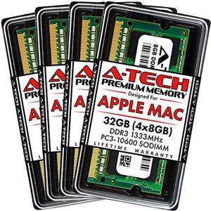 A-Tech 32GB (4x8GB) RAM for Apple iMac (Mid 2010 27 inch 4-Core, Mid 2011 21.5/27 inch) | DDR3 1333MHz PC3-10600 204-Pin SODIMM Memory Upgrade Kit