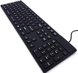DSI Keyboard with Number Pad IP68 Waterproof Industrial Rugged Silicone IKB105, Black