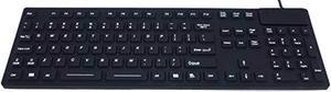DSI LED Backlit Keyboard with Number Pad - Industrial IP68 Waterproof Rugged Silicone IKB106BL, Black