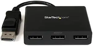StarTech.com 3-Port Multi Monitor Adapter - DisplayPort 1.2 MST Hub - Dual 4K 30Hz & 1x 1080p - Video Splitter for Extended Desktop Mode on Windows PCs Only - DP to 3x DP Monitors (MSTDP123DP)