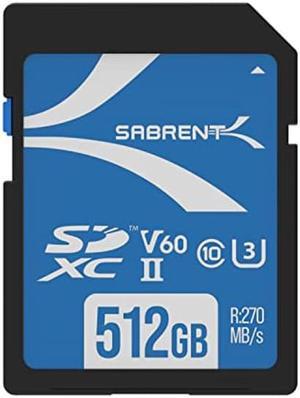 SABRENT Rocket V60 512GB SD UHS-II Memory Card R270MB/s W170MB/s (SD-TL60-512GB)