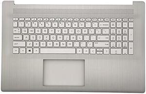 Replacement for HP 17.3'' Laptop 17 cn0023dx 17-CN 17-CP 17T-CN 17Z-CP Upper Case Palmrest with Backlit Keyboard Assembly M50456-001 Natural Silver