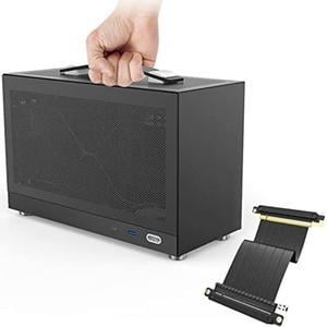 S300 - Mini-ITX PC Gaming Case - Front I/O USB 3.0 Type - C Port - SFX Power Supply 100-130mm -Cable Management System - luminum Mini-ITX Motherboard Small Portable PC Case (PCIe 3.0 16X Riser Cable)