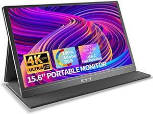 KYY 4K Portable Monitor 15.6'' 3840x2160 UHD USB-C Monitor, 100% Adobe RGB, 400cd/m^2, IPS Computer Gaming Display HDR Travel Monitor w/Speakers & Smart Cover for Laptop Xbox PS5 Switch PC Phone