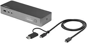 StarTech.com USB-C & USB-A Dock - Hybrid Universal Laptop Docking Station with Dual Monitor 4K60Hz HDMI & DisplayPort - USB 3.1 Gen 1 Hub, GbE - 60W Power Delivery - Windows, Mac & Chrome (DK30C2DPPD)