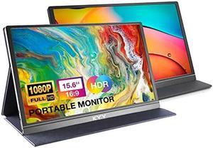 KYY 15.6'' Portable Monitor Bundle [K3 Grey & K3-1 Black] 1080P FHD USB-C Laptop Monitor HDMI Computer Display HDR IPS Gaming Monitor w/Smart Cover & Dual Speakers, for Laptop PC Phone PS4 Xbox Switch