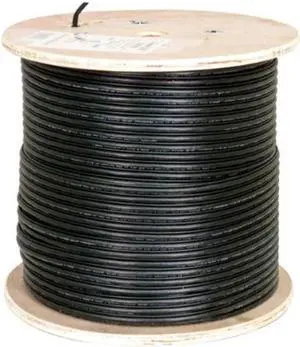 Vertical Cable Cat6, UTP, UV Jacket, Outdoor, CMX, Messenger, 1000ft, Black, Bulk Ethernet Cable, Wooden Spool