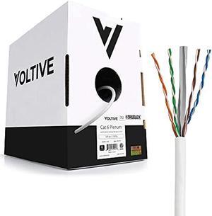 Voltive Cat6 Plenum (CMP), 1000ft, White - Solid Bare Copper Bulk Ethernet Cable - UTP - 600MHz - UL Certified & ETL Verified