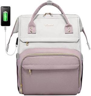 LOVEVOOK Laptop Backpack for Women Fashion Business Computer Backpacks Travel Bags Purse Doctor Nurse Work Backpack with USB Port, Fits 15.6-Inch Laptop, White-Light Purple