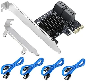 PCIe SATA Card 4 Port ,PCI Express to SATA 3.0 Ports Expansion Controller Boot as System Disk for Desktop PC Support SSD and HDD with Low Profile Bracket and 4 SATA Cable PCIe SATA Card 4 Port ,PCI Express to SATA 3.0 Ports Expansion Controller Boot as System Disk for Desktop PC Support SSD and HDD with Low Profile Bracket and 4 SATA Cable
