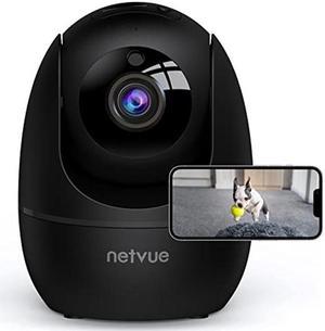 NETVUE Indoor Camera, 1080P FHD 2.4GHz WiFi Pet Camera, Home Camera for Pet/Baby, Dog Camera 2-Way Audio, Indoor Security Camera Night Vision, AI Human Detection, Cloud Storage/TF Card, Black