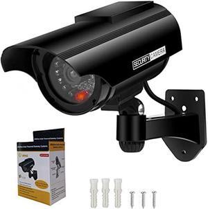 AlfaView Solar Powered Bullet Dummy Fake Surveillance Camera Security CCTV Dome Camera with LED Flashing Light for Outdoor/Indoor,Home/Business